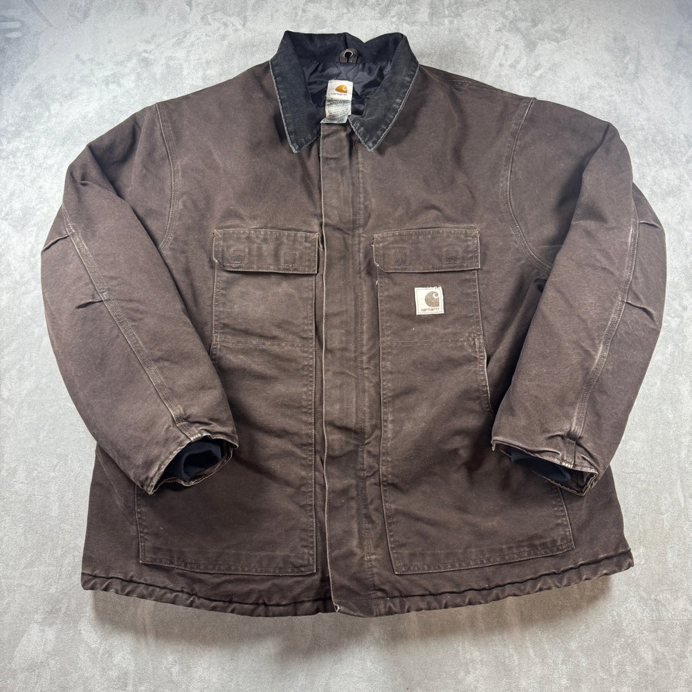 Vintage‎ Carhartt C26 DKB Jacket Mens 2XL Dark Brown Quilt Lined Duck Jacket